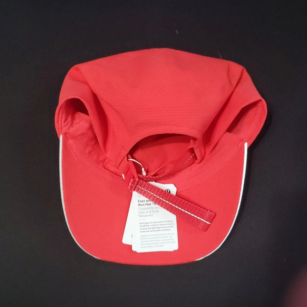 NWT Lululemon Fast And Free WovenAir Red Glow Running Hat Sz L/Xl